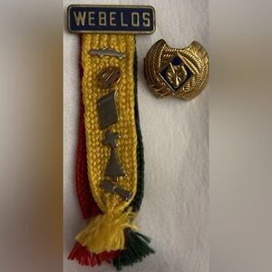 Weeblos Boy Scout Ribbons With Pins & Bobcat Neck Slider Neckerchief Holder